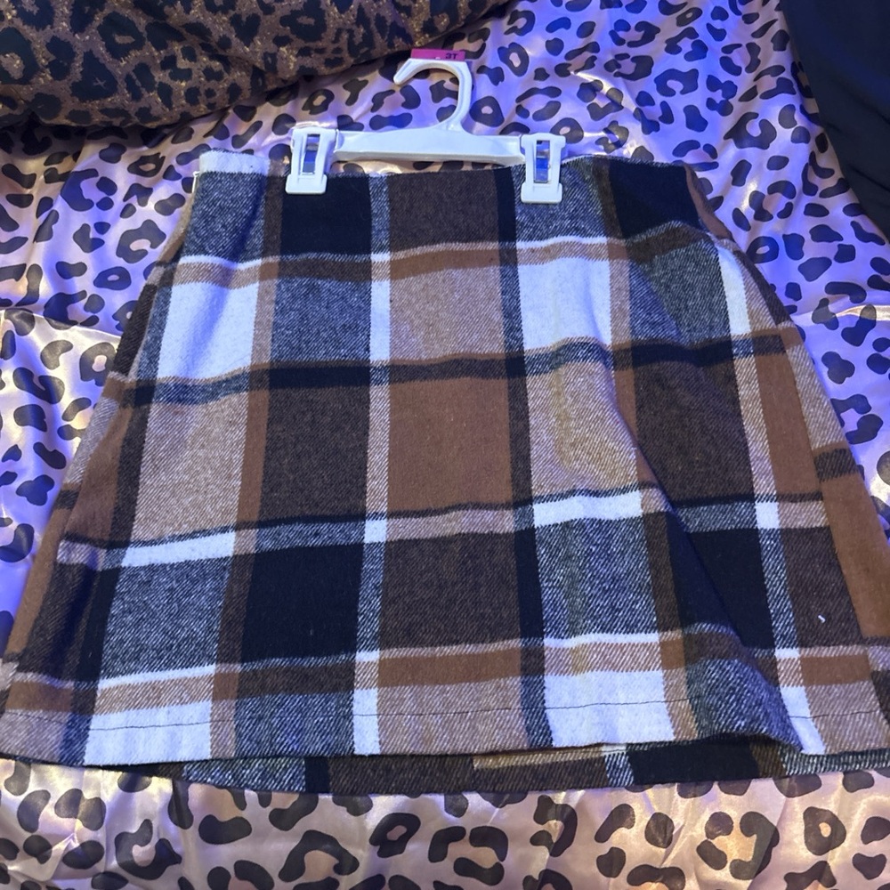 Plaid Brown and Black Women's Skirt